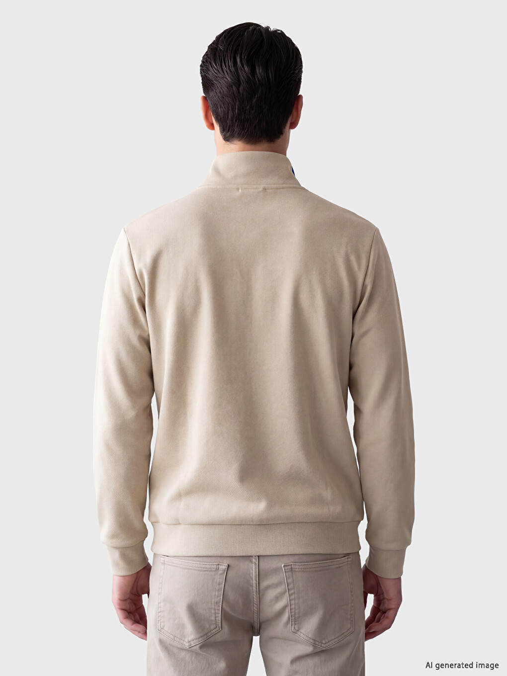Bluza Sportive Gjysmë-zip Me Jakë Të Ngritur Për Burra-1