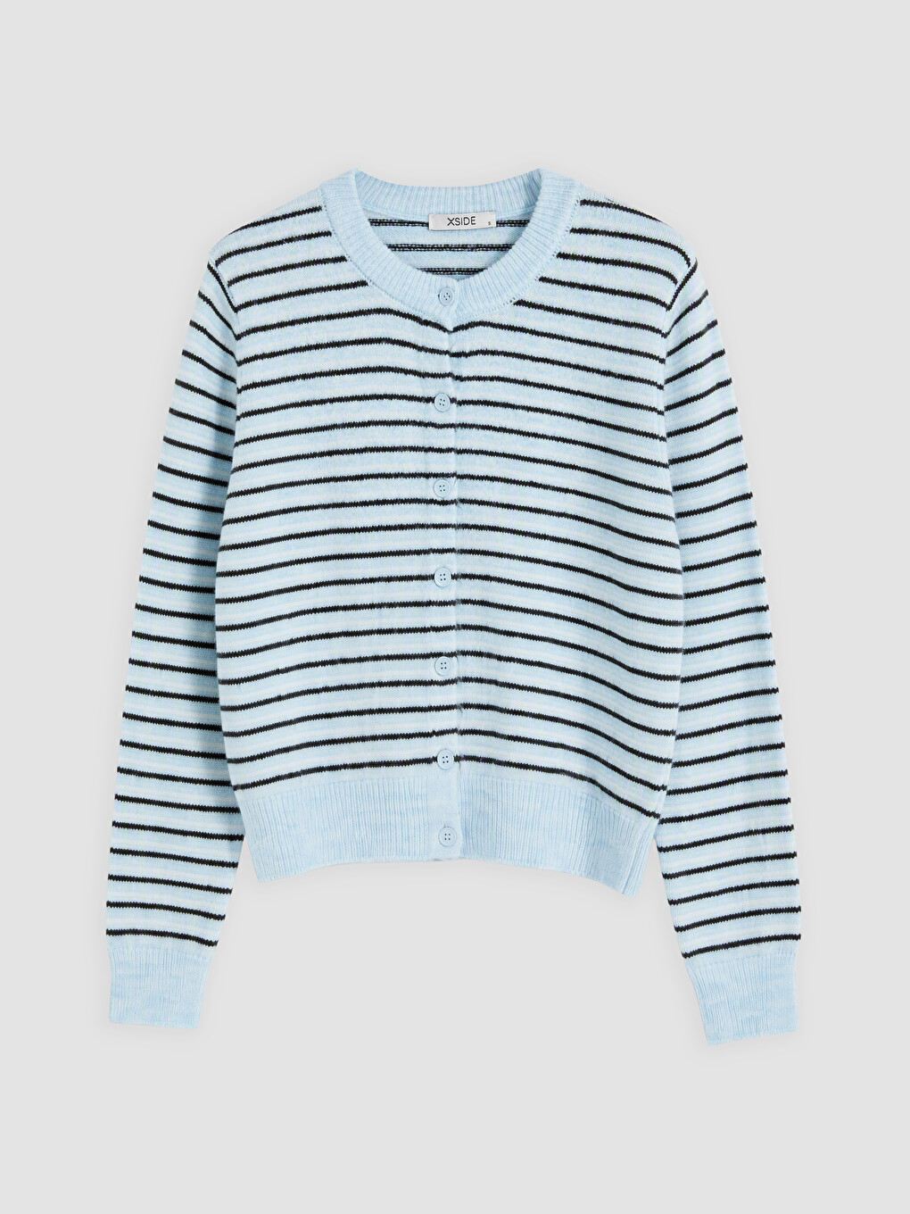 Crew Neck Striped Women's Knitwear Cardigan