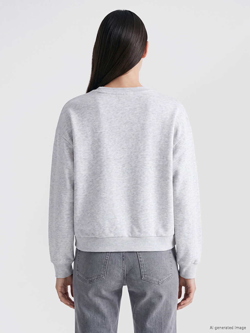 Gri Harvard Baskılı Oversize Kadın Kalın Sweatshirt-3