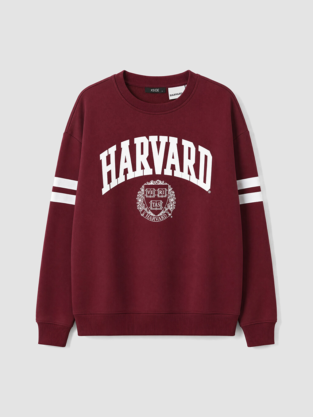 Bordo Harvard Baskılı Kadın Kalın Sweatshirt