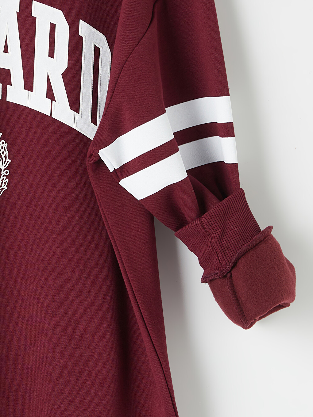 Bordo Harvard Baskılı Kadın Kalın Sweatshirt-2