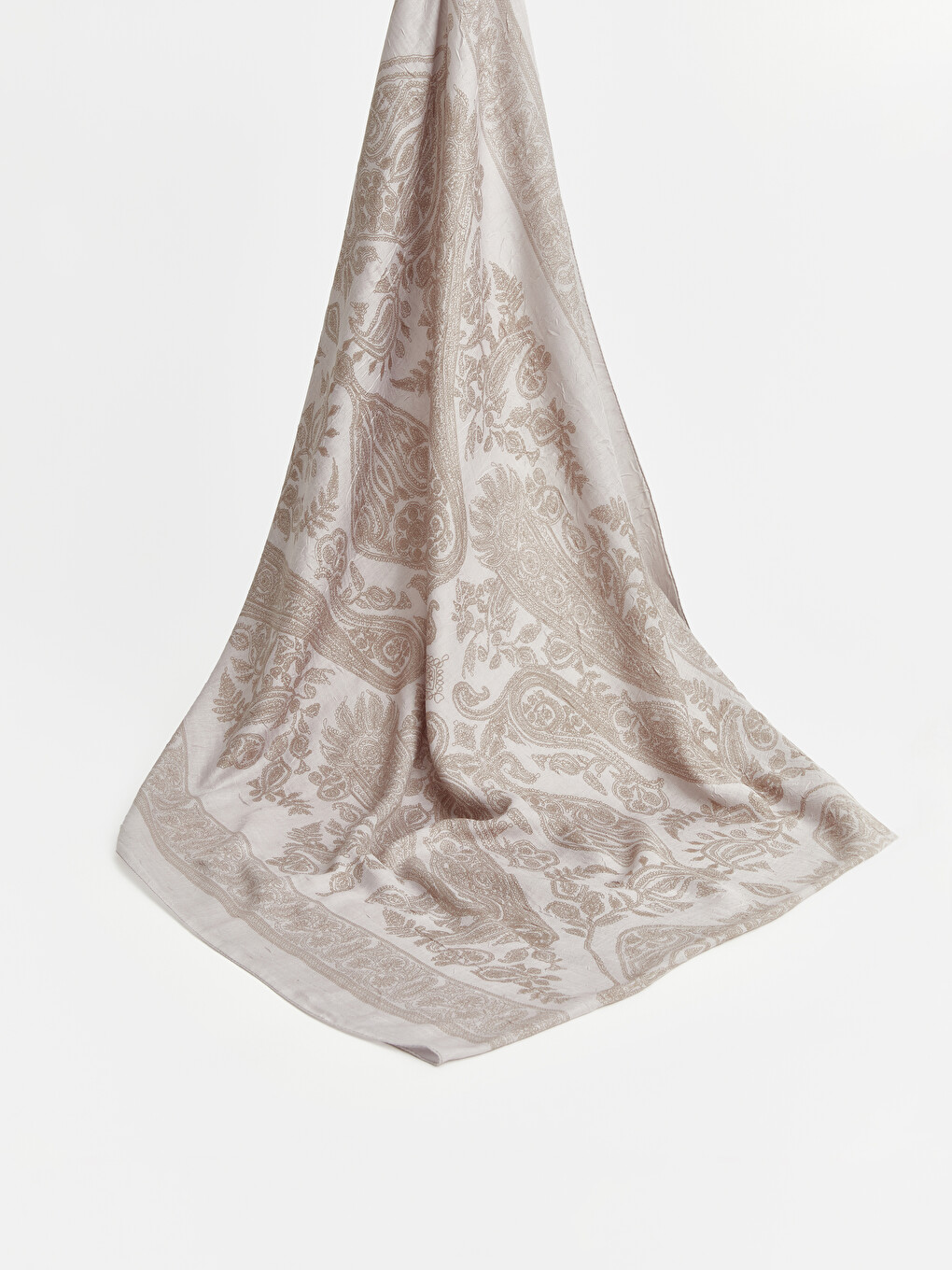 Bej Çiçek Desenli Kadın Şal