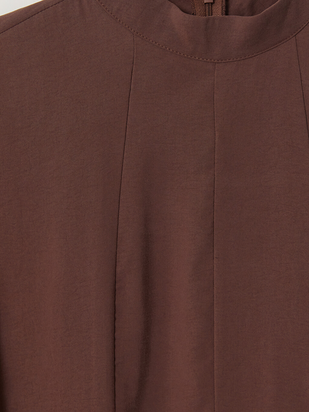 Mock Neck Sashed Modal Blended Dress-2