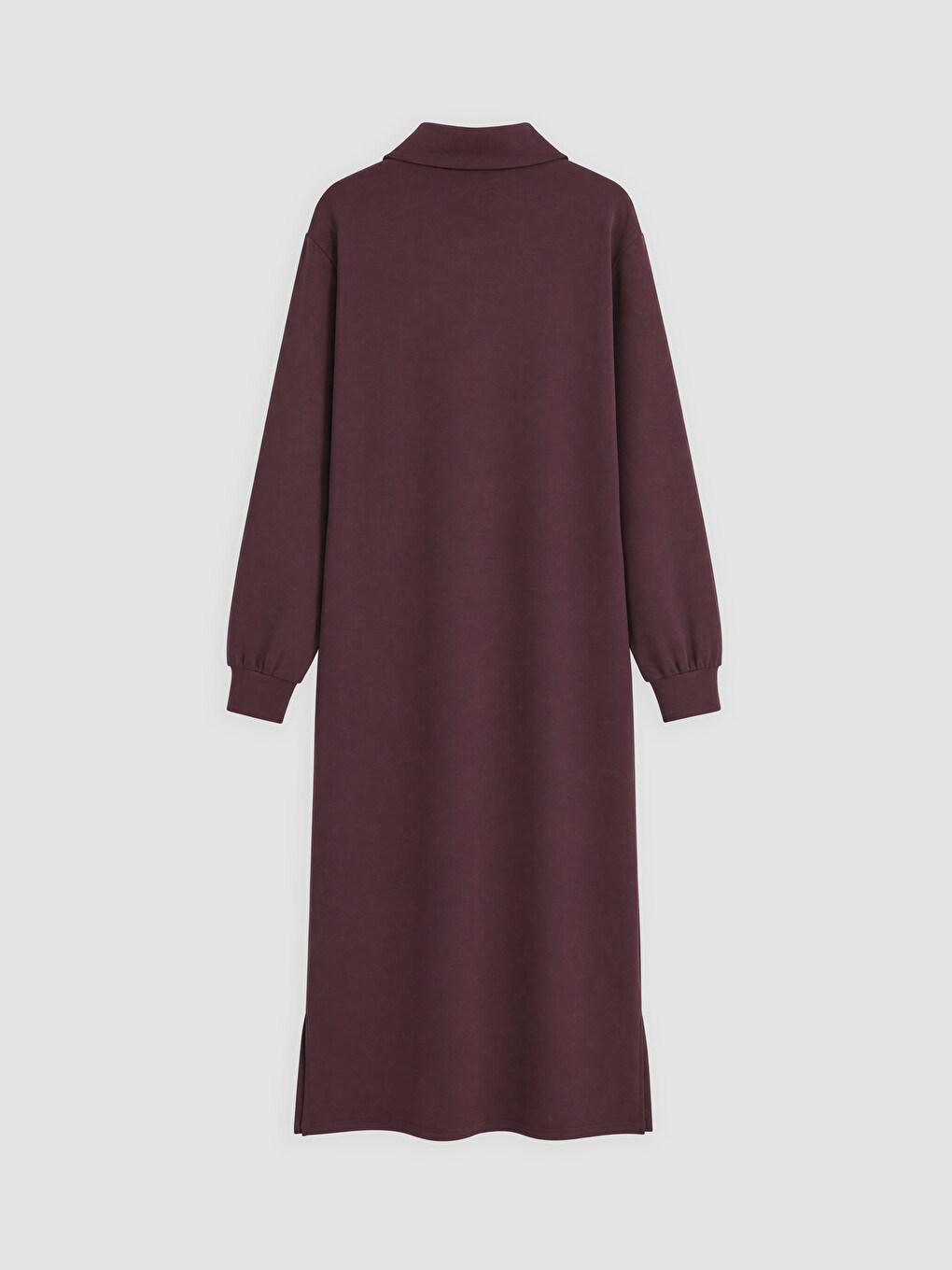 Bordo Dik Yaka A Kesim Sweat Elbise-5