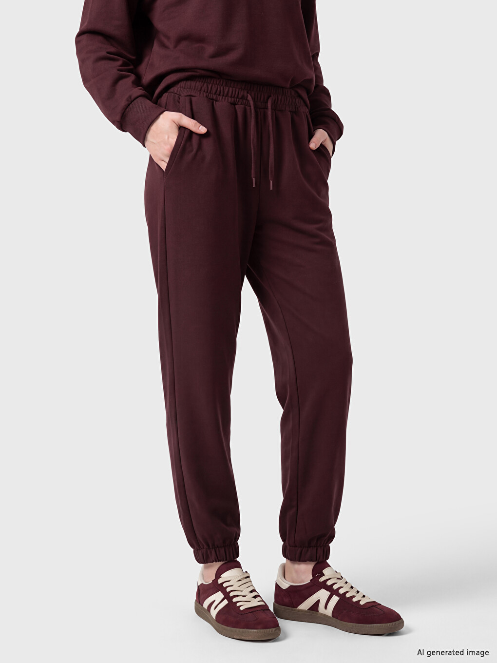 Bordo Soft Touch Kadın Jogger Eşofman Altı-1