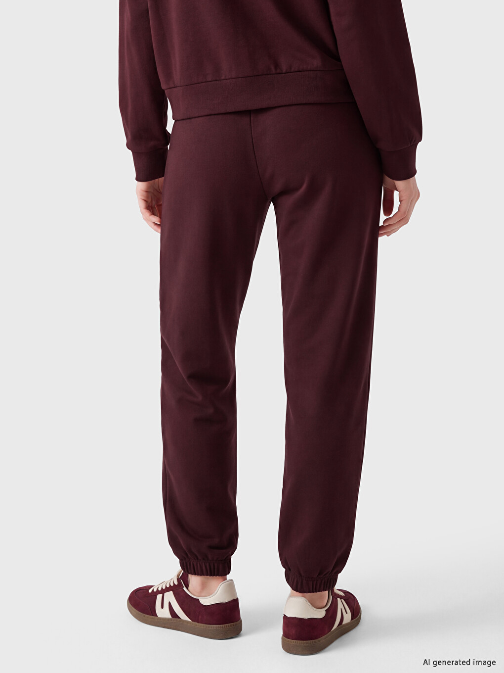 Bordo Soft Touch Kadın Jogger Eşofman Altı-3