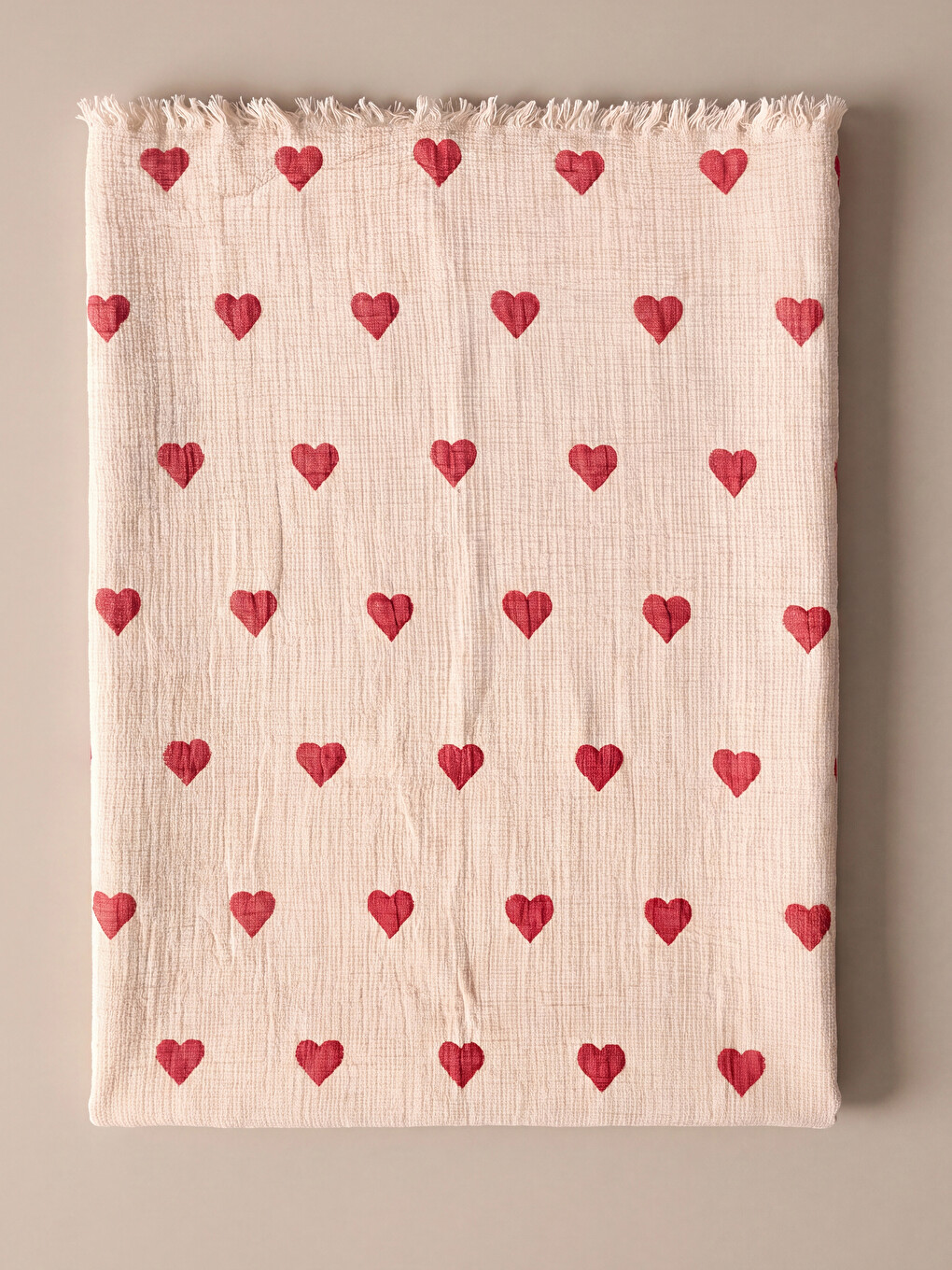 Heart Patterned Tasseled Double Bedspread-2