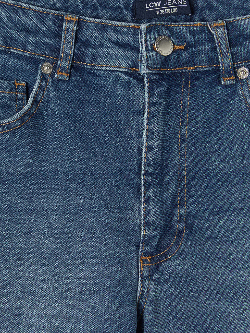 İndigo Yüksek Bel Slim Fit Kadın Jean Pantolon-6