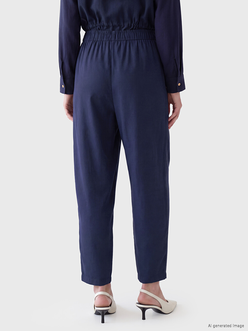 Elastic Waist Pleated Hem Women's Trousers-3