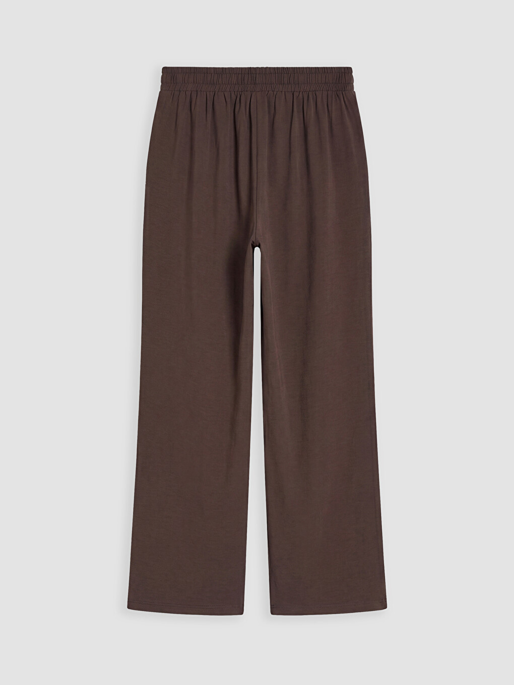 Kahverengi Beli Lastikli Geniş Paça Kadın Pantolon-6