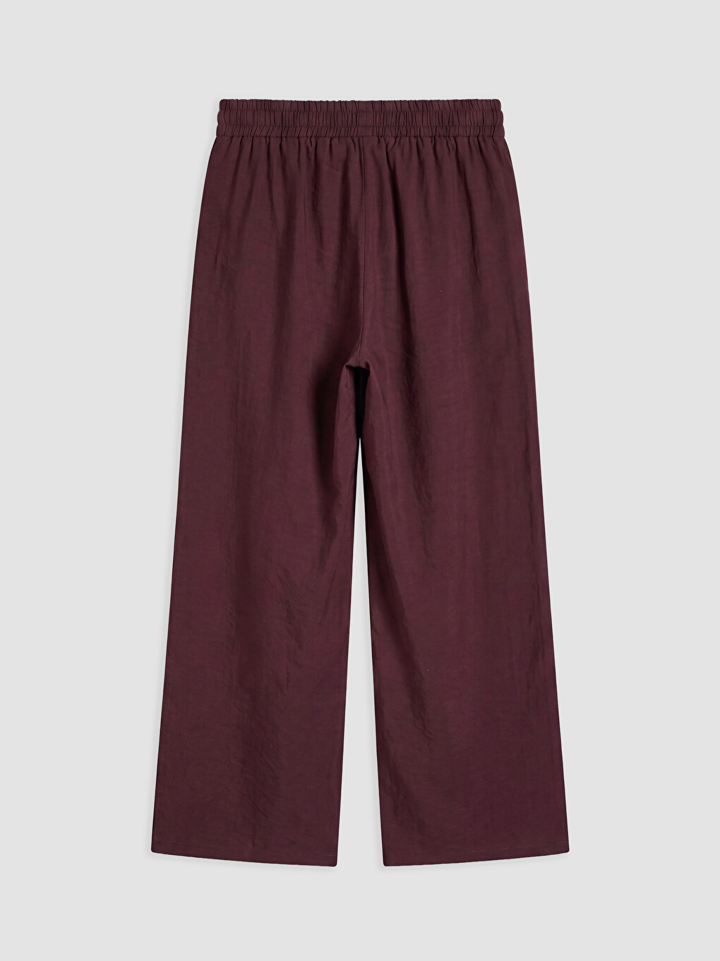 Bordo Beli Lastikli Modal Karışımlı Kadın Pantolon-1