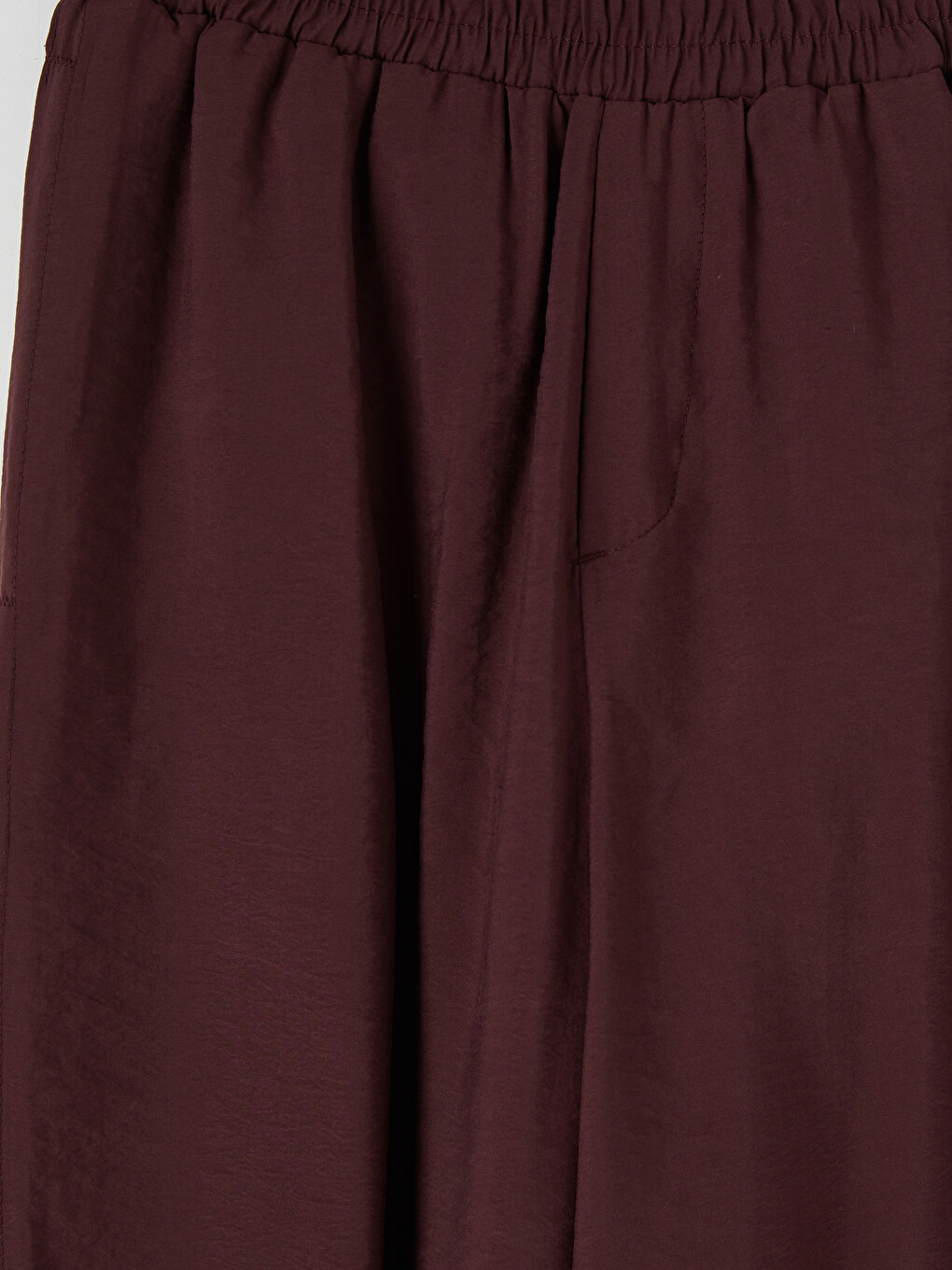 Bordo Beli Lastikli Modal Karışımlı Kadın Pantolon-2