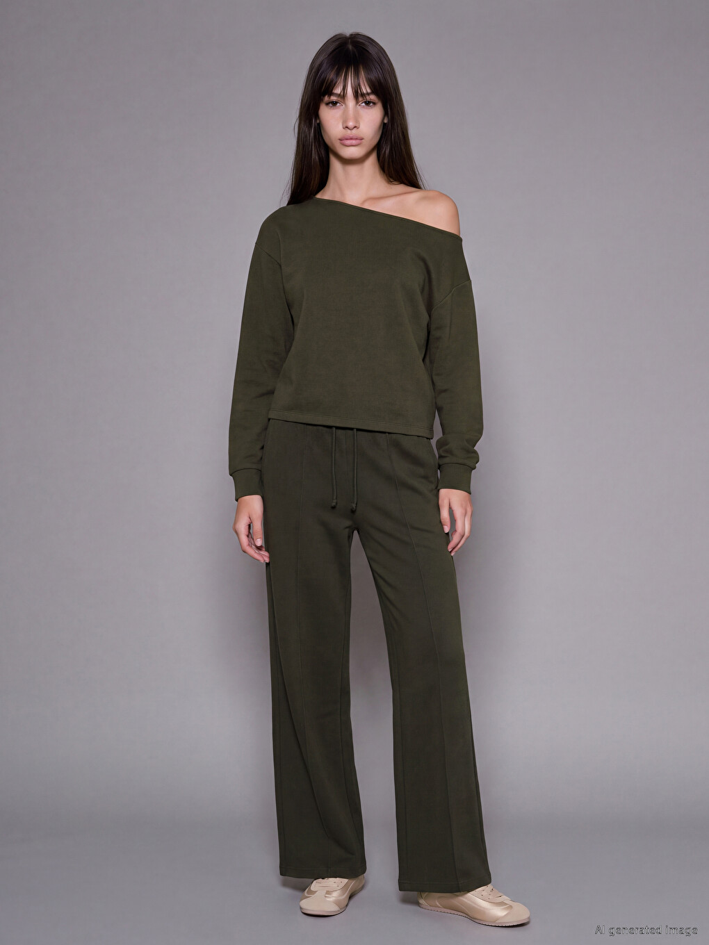Woman Khaki Sweatshirt-1
