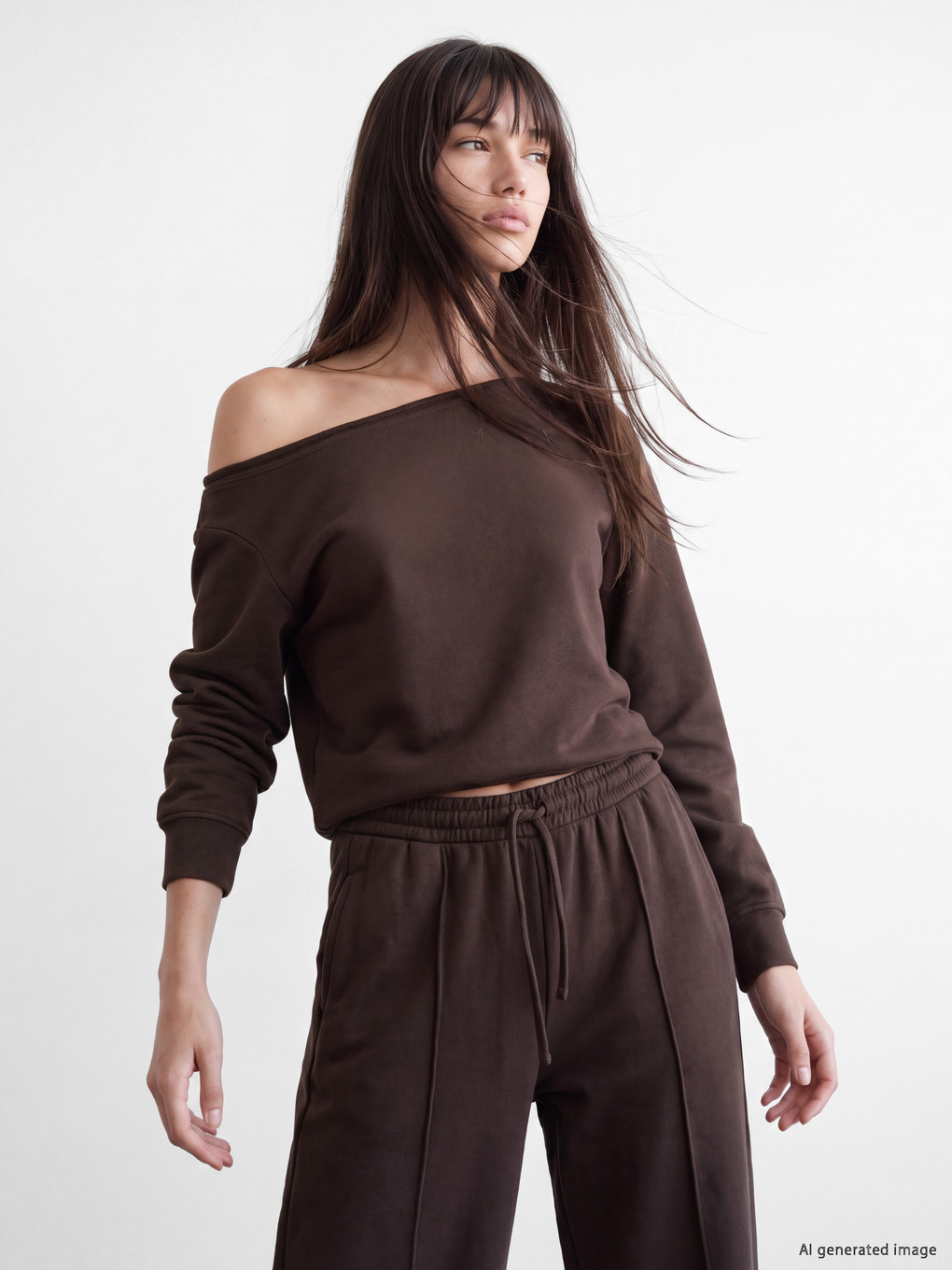 Slash Neck Soft Touch Women's Sweatshirt-4