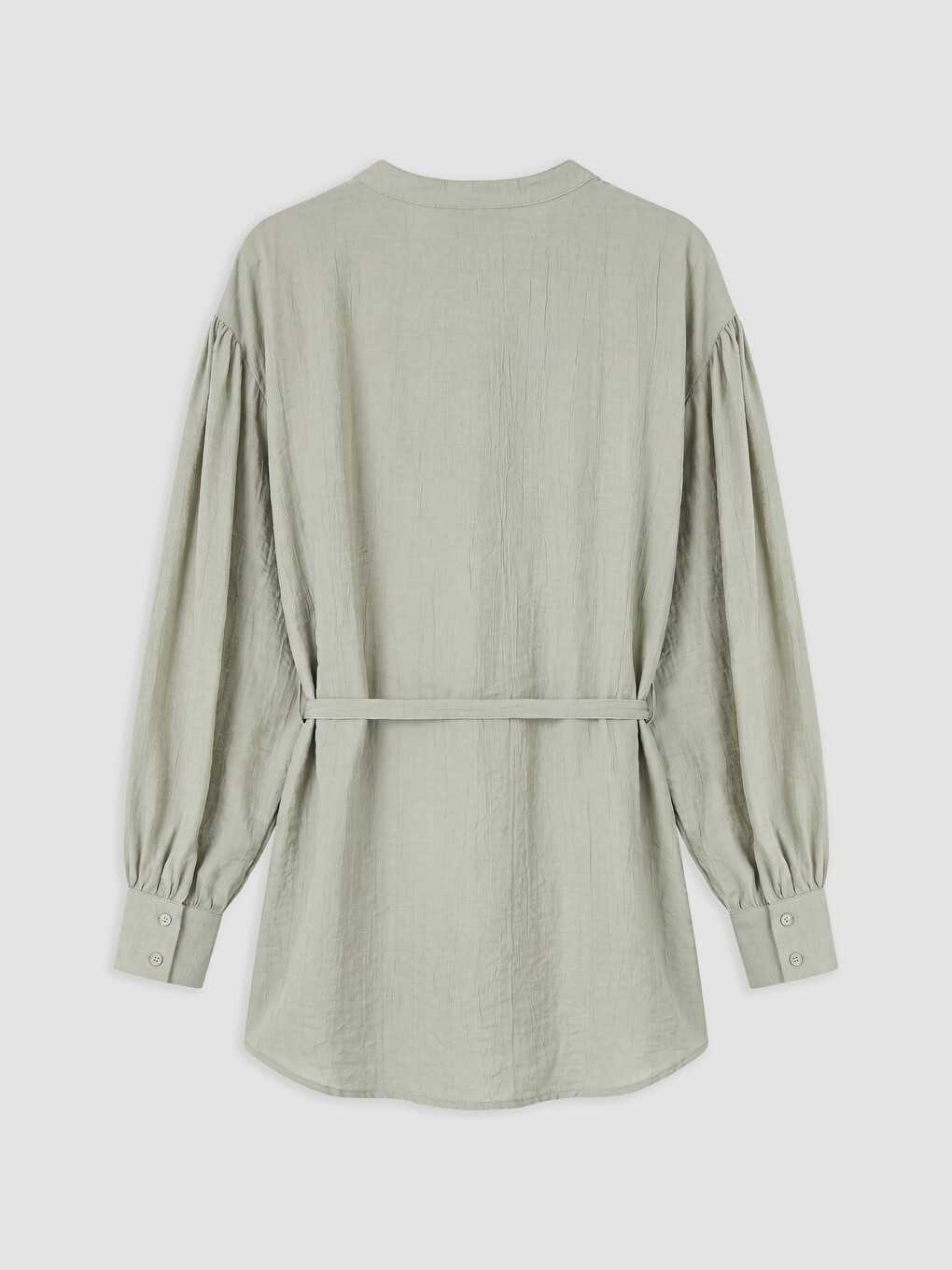 Yeşil Beli Kuşaklı Dokulu Kadın Tunik-1