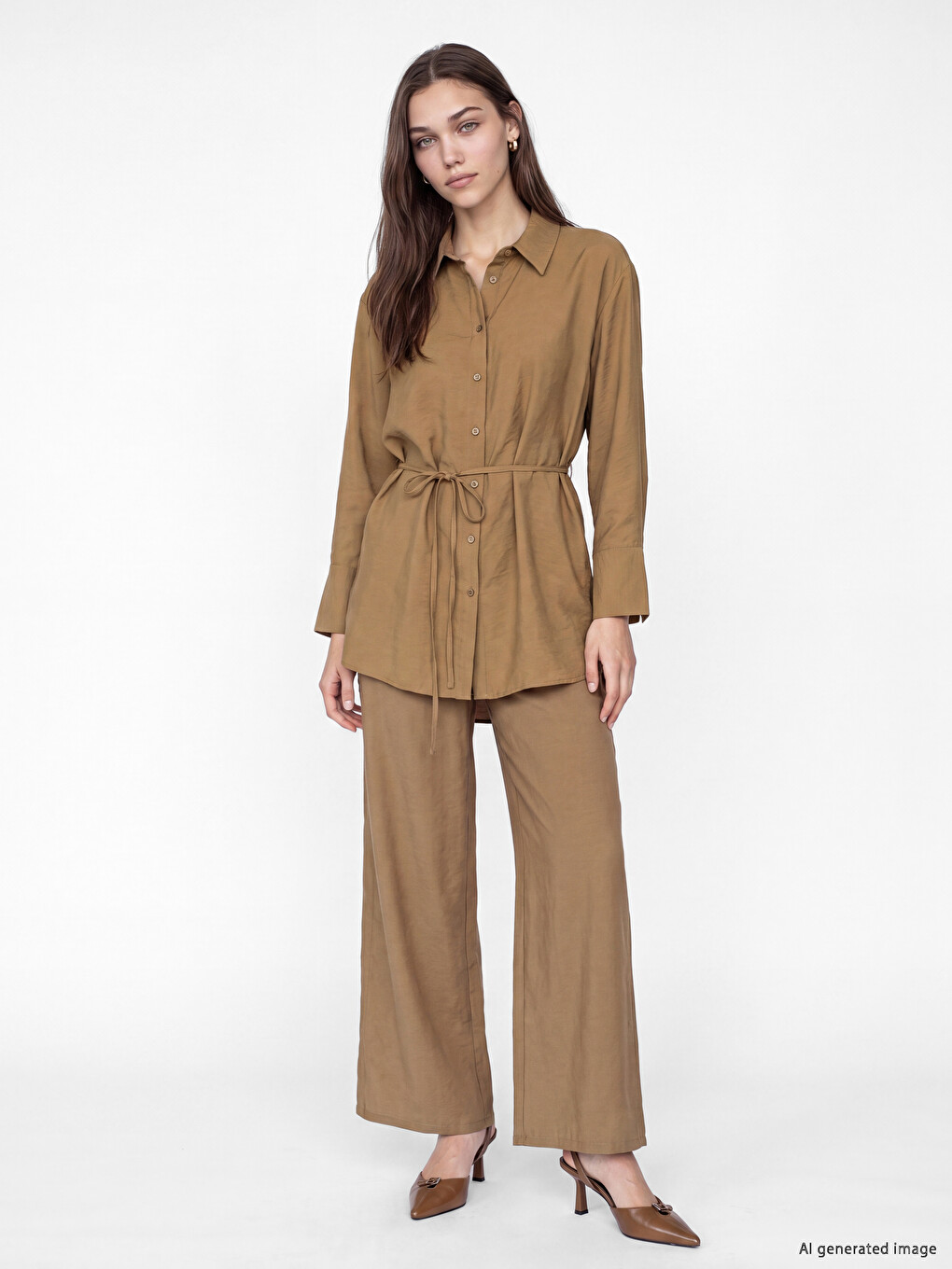 Modal Blended Tied Women's Shirt Tunic-1