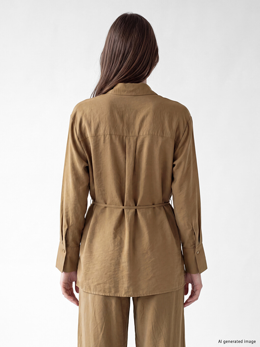Modal Blended Tied Women's Shirt Tunic-3