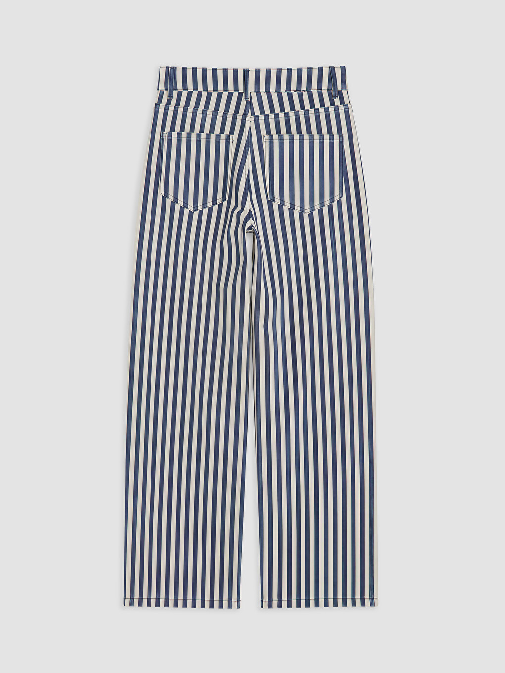 Lacivert Çizgili Straight Fit Kadın Jean Pantolon-1