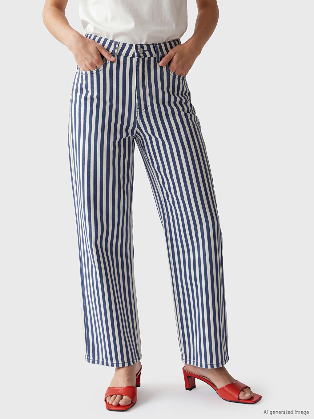 Striped Straight Fit Women's Jeans-1