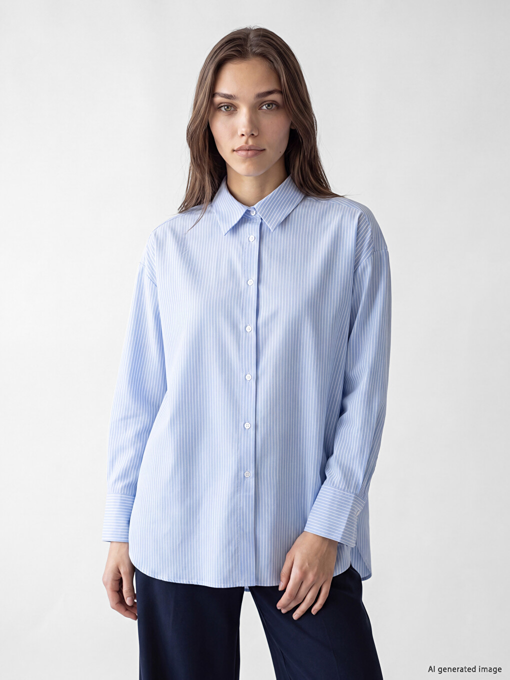 Woman Blue Shirt