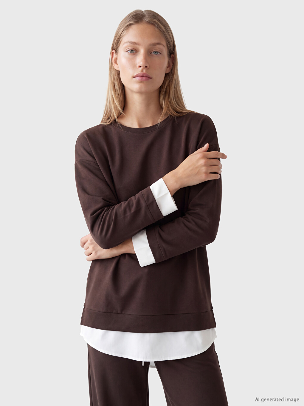 كنزة رياضية واسعة الحجم بملمس ناعم للسيدات