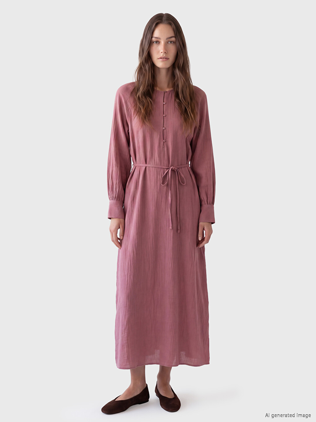 Crew Neck Muslin Dress