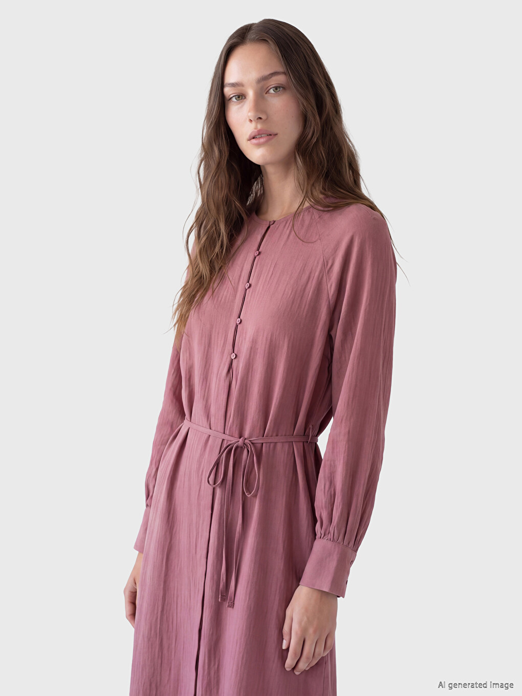 Crew Neck Muslin Dress-1