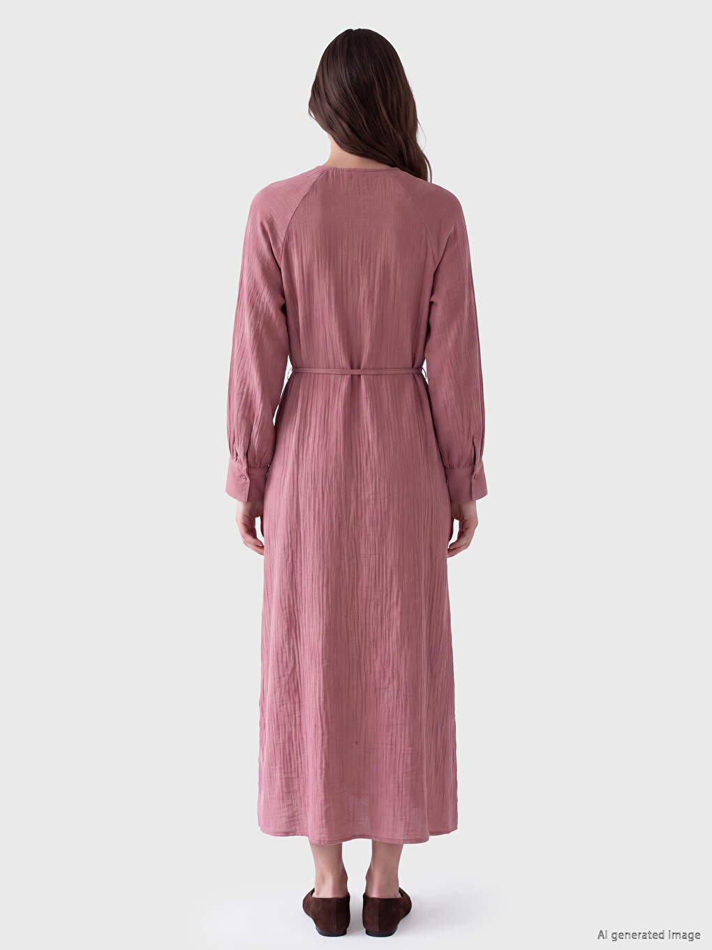Crew Neck Muslin Dress-3