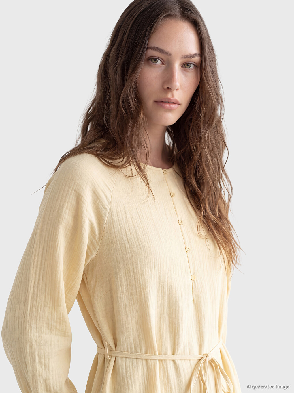 Crew Neck Muslin Dress-1