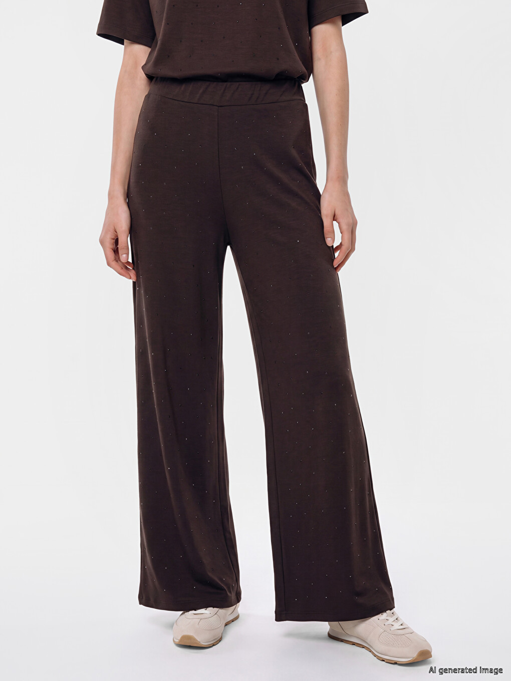 Rhinestone Embellished Wide Leg Women's Sweatpants-1