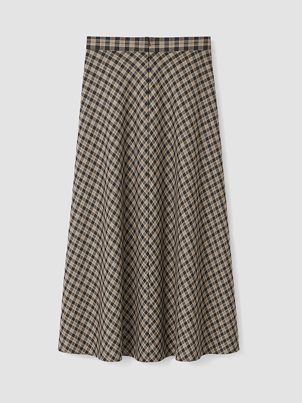 Fustă Evazată Cu Fermuar În Carouri-2