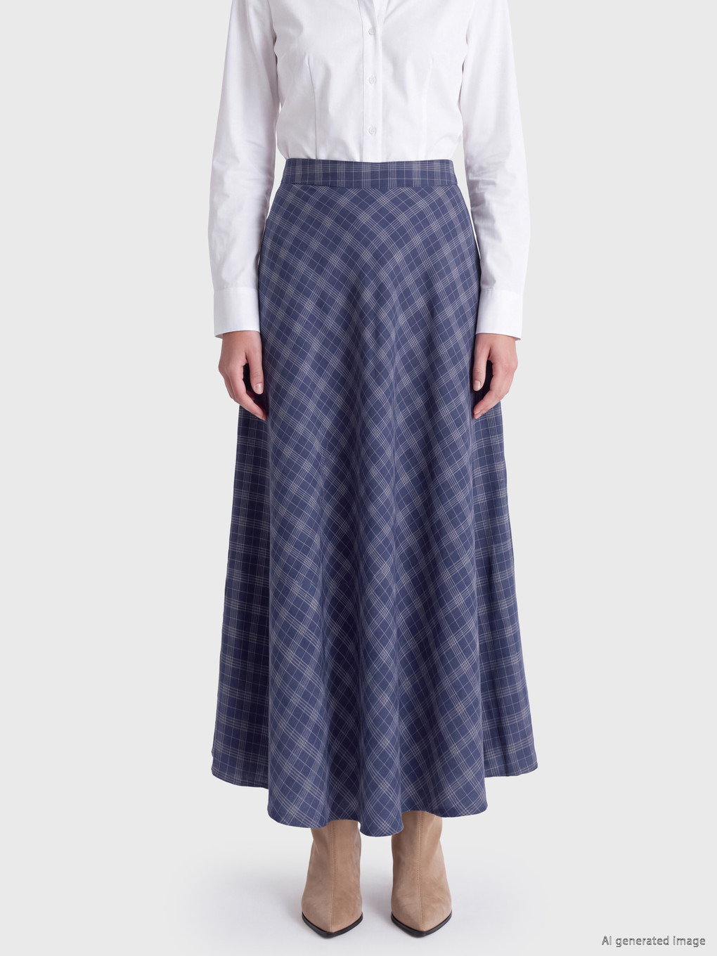Zippered Plaid Flared Skirt-1