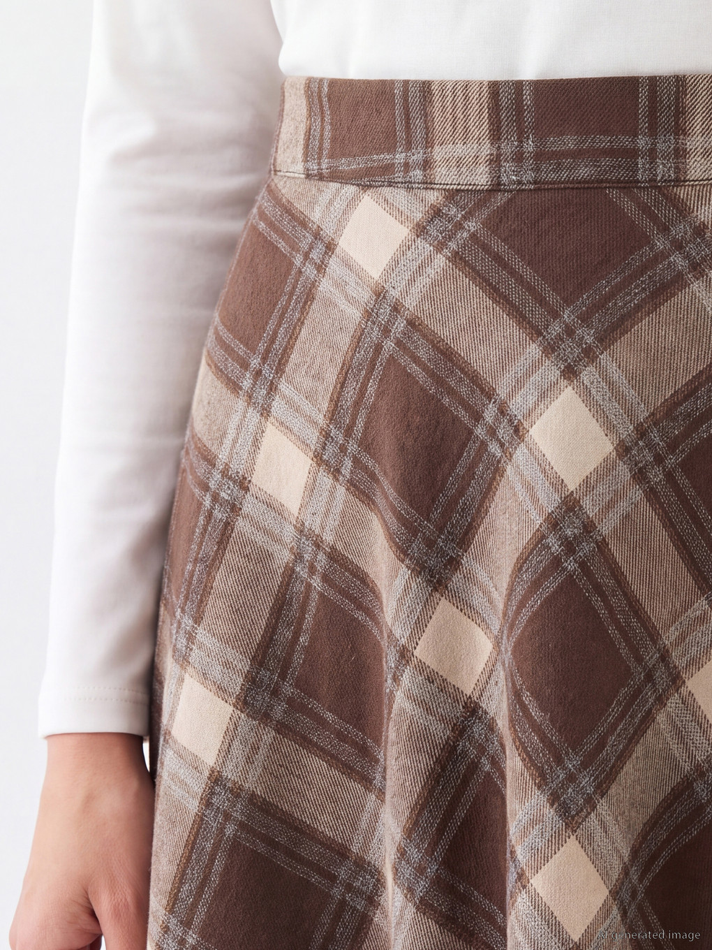 Zippered Plaid Flared Skirt-2