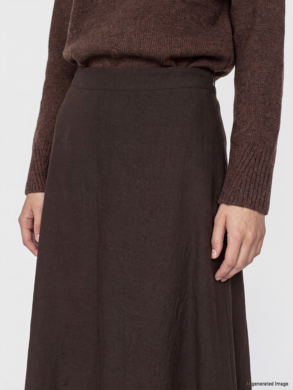 Zippered Waist Flared Skirt-2