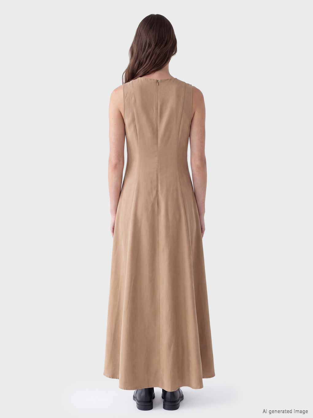 Rochie A-line Din Imitație De Piele Întoarsă-2