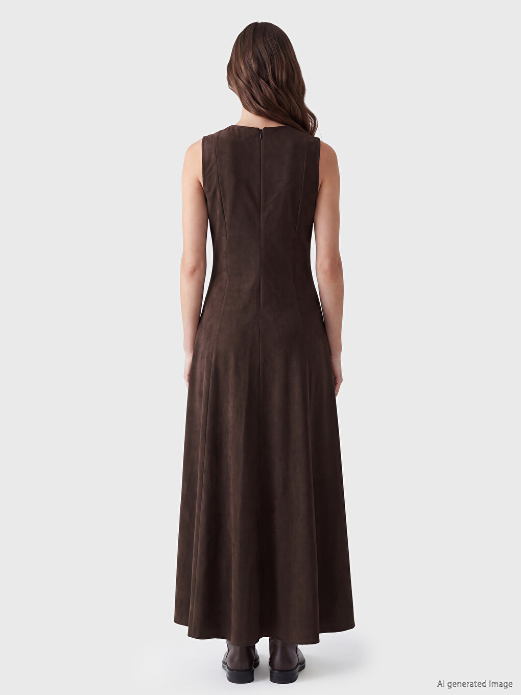 Rochie A-line Din Imitație De Piele Întoarsă-2
