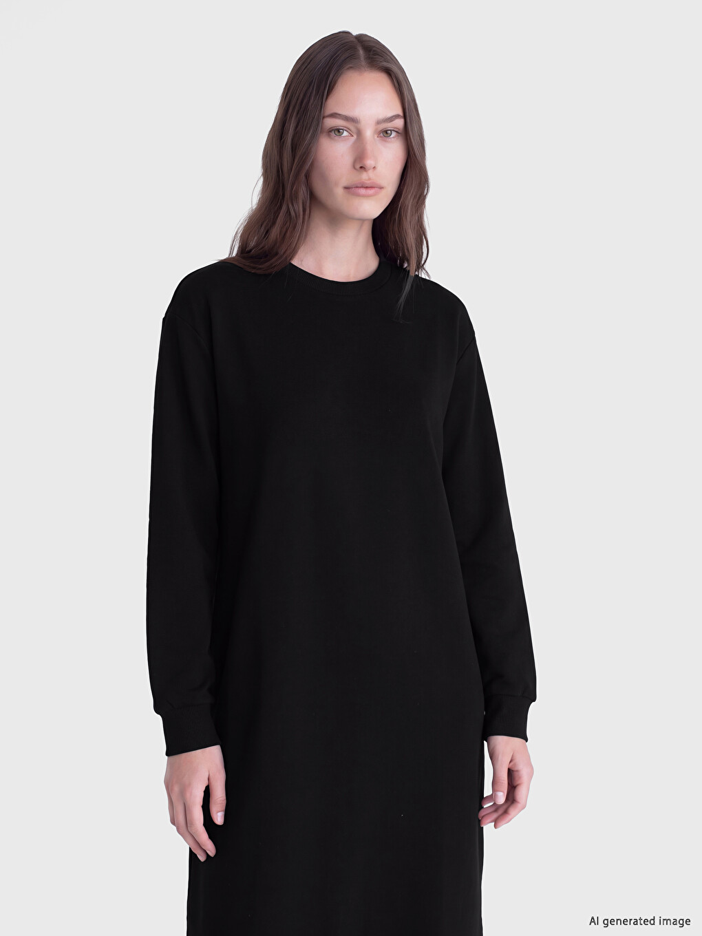 Robe Sweat À Col Rond Et Coupe Évasée-1
