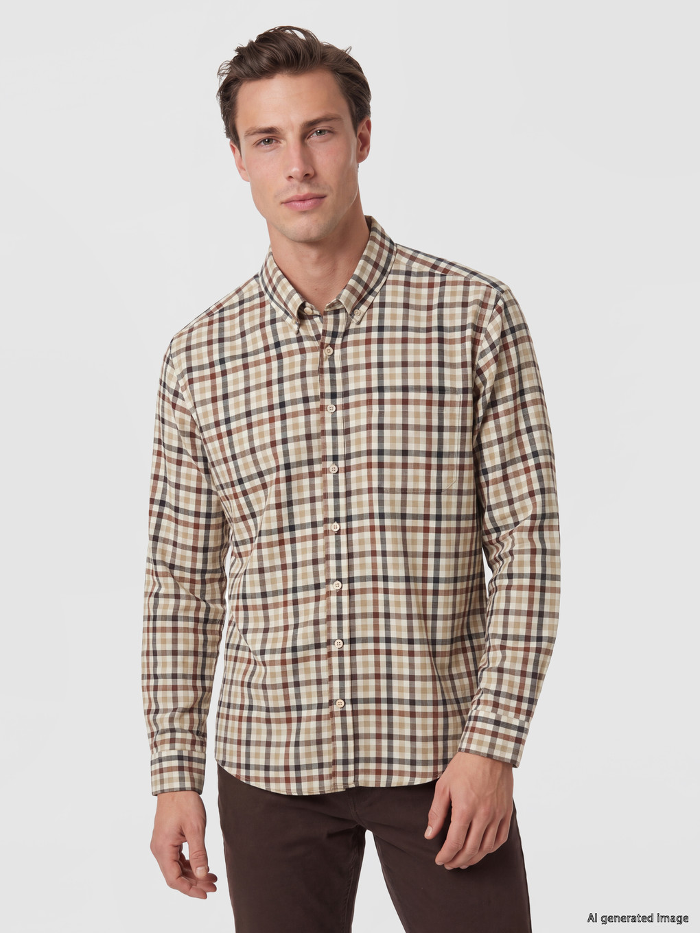 Man Brown Shirt
