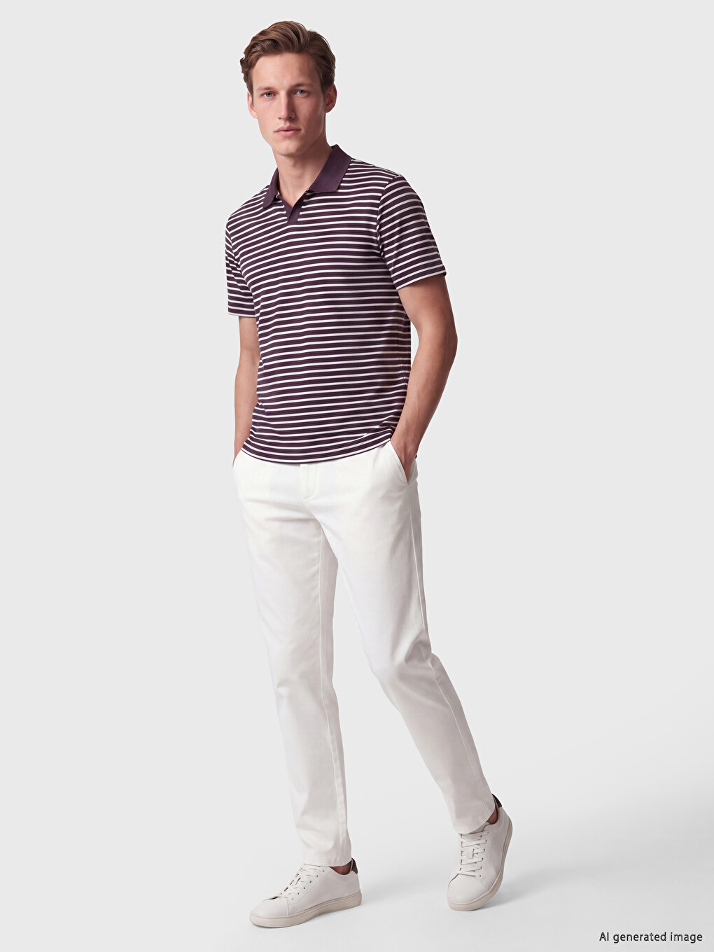 Polo Collar Striped Men's T-shirt-1