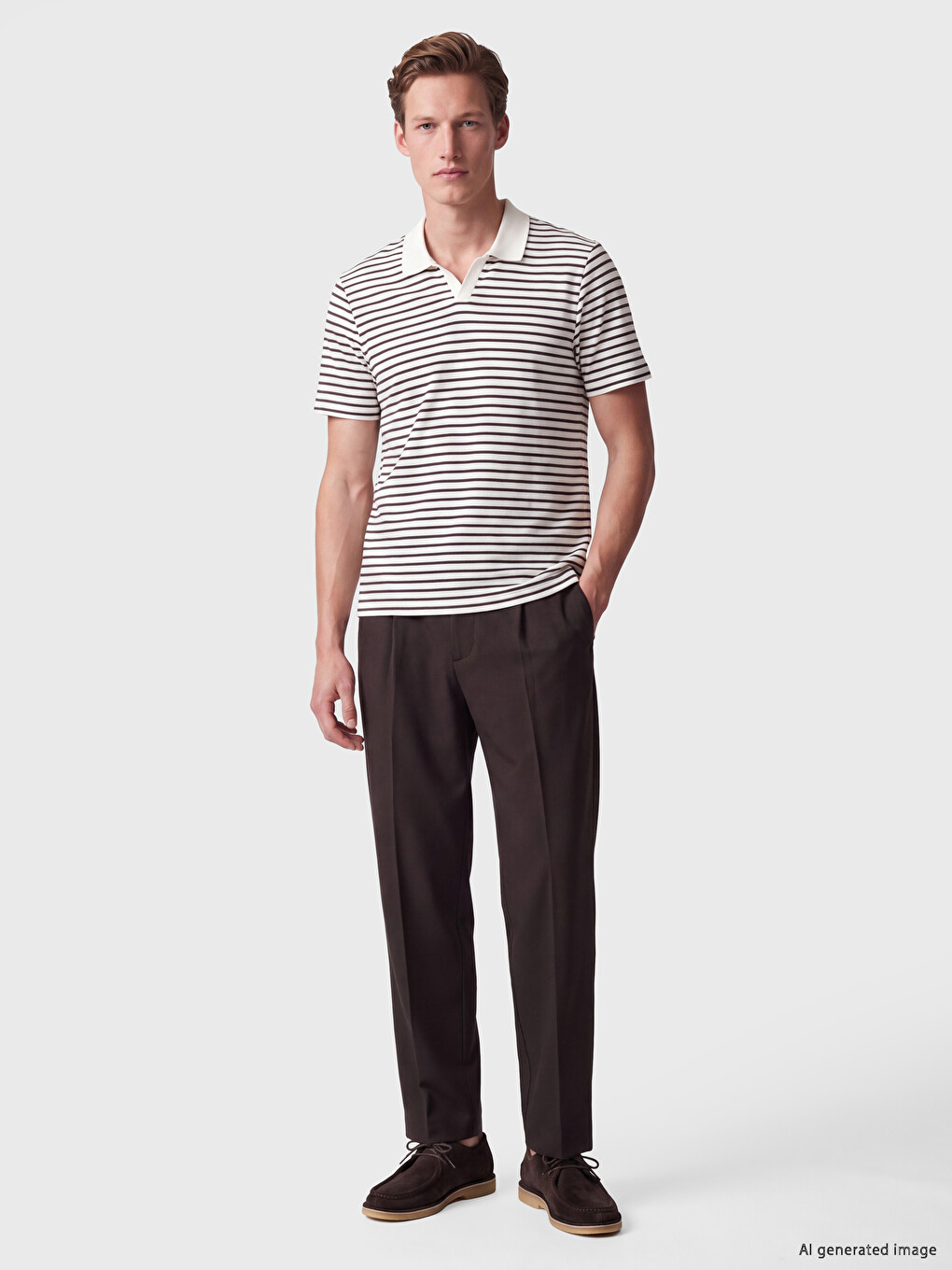 Polo Collar Striped Men's T-shirt-1
