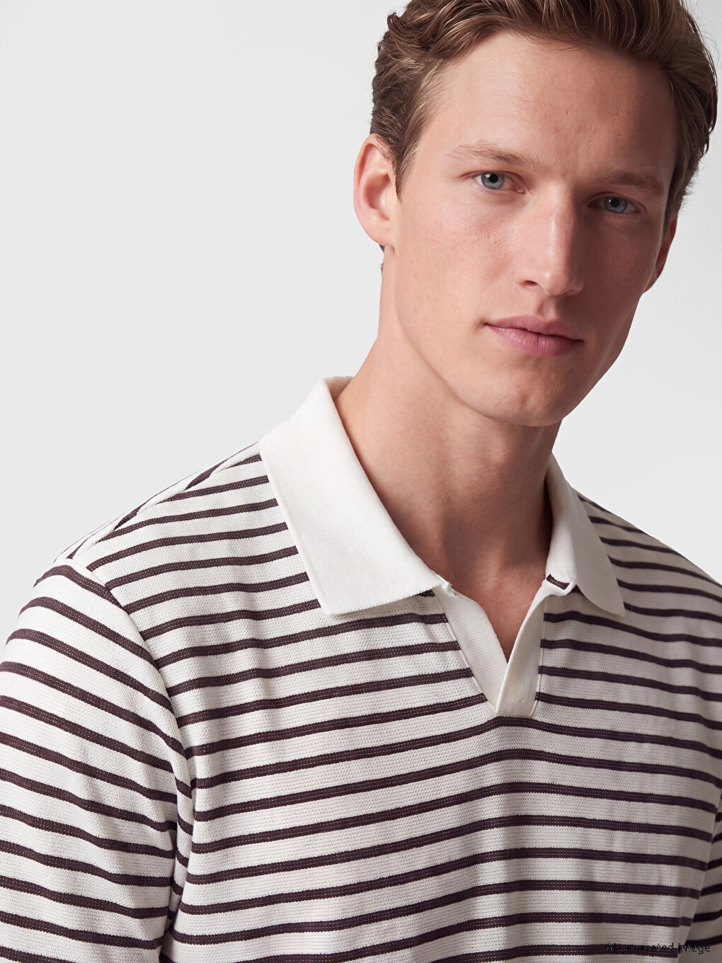 Polo Collar Striped Men's T-shirt-2