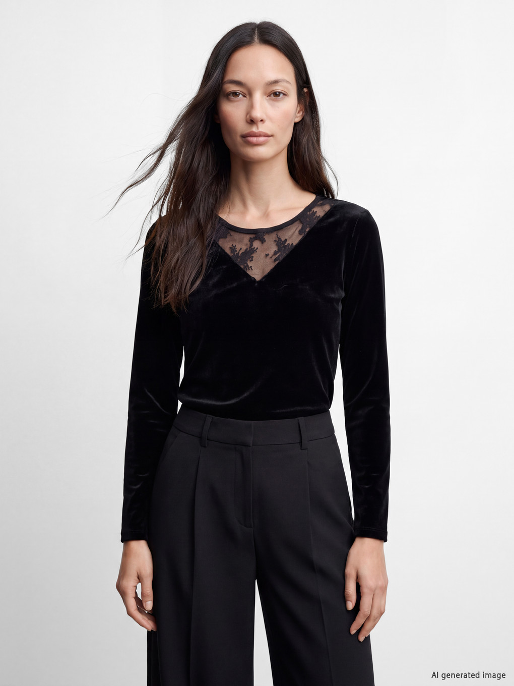 V Neck Lace Detailed Blouse