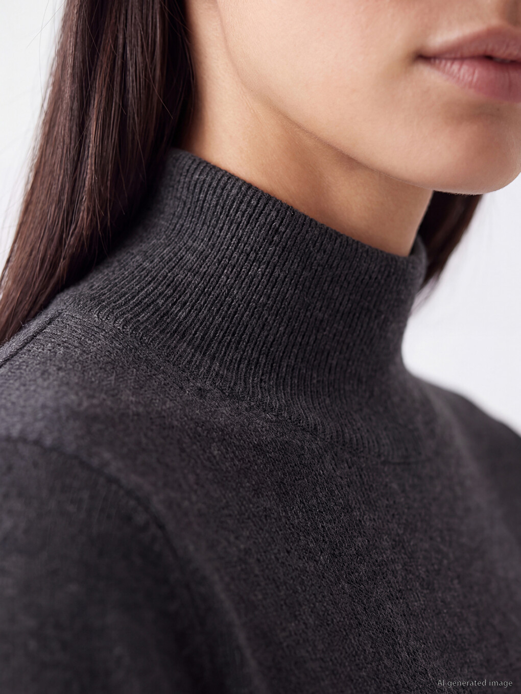 Mock Turtleneck A-line Knitwear Dress-2