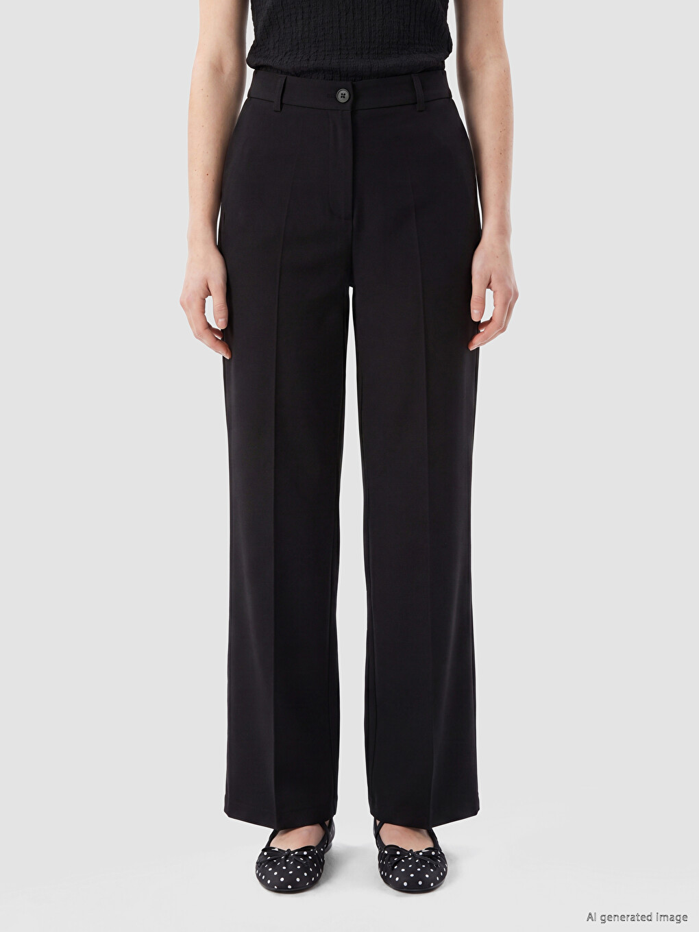 Siyah Yüksek Bel Regular Fit Kadın Pantolon-1