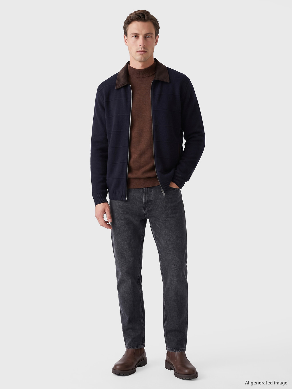 Lacivert Regular Fit Erkek Triko Hırka-1