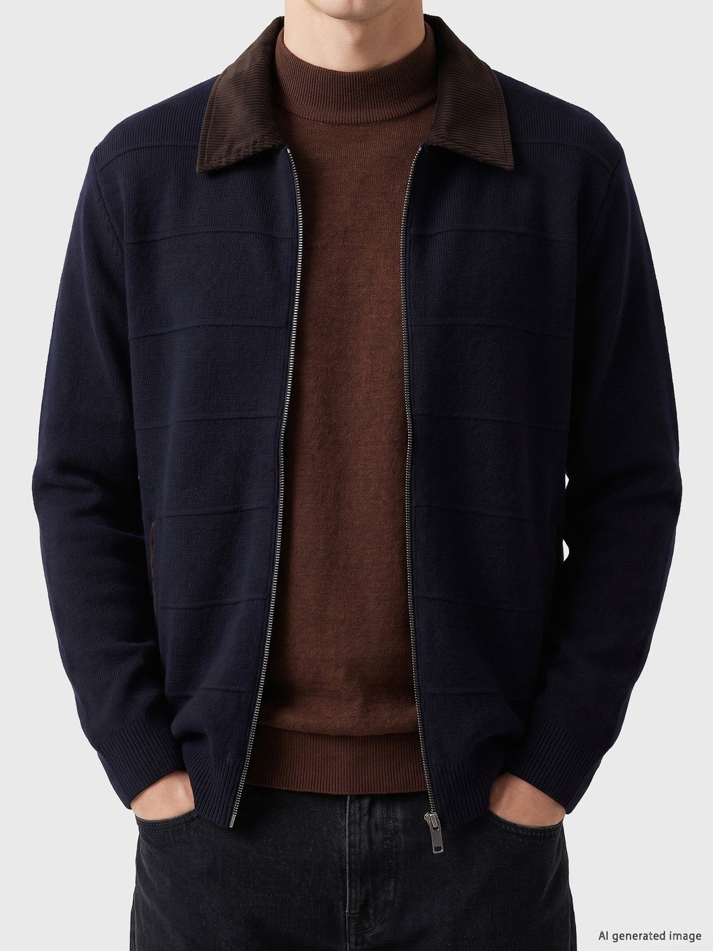 Lacivert Regular Fit Erkek Triko Hırka-2