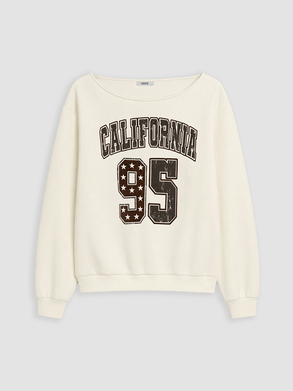 Kayık Yaka Oversize Kadın Kalın Sweatshirt