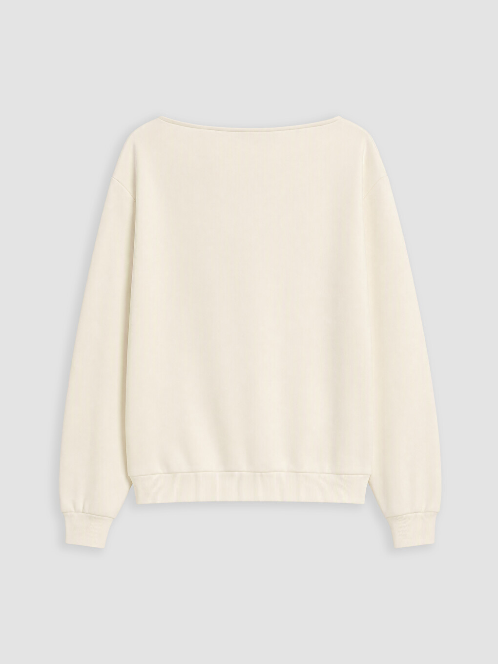 Kayık Yaka Oversize Kadın Kalın Sweatshirt-2
