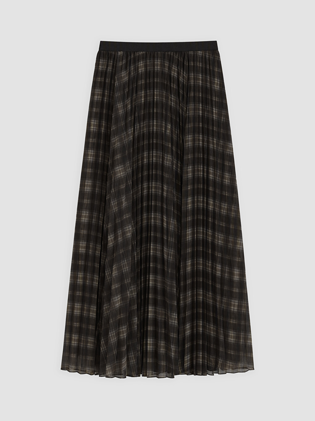 Elastic Waist Plaid A-line Chiffon Skirt-3