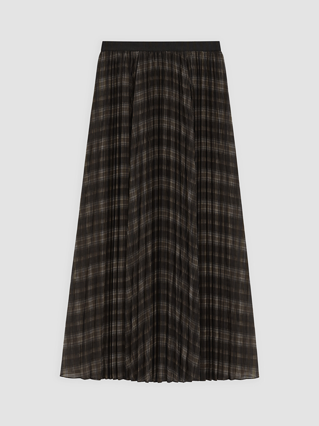 Elastic Waist Plaid A-line Chiffon Skirt-4
